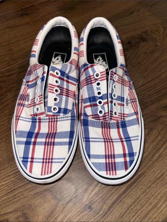Vans Other - Vans Mens Plaid Sneakers - Red, Blue & White